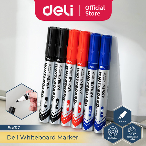 [EZO.7300083] Deli Whiteboard Marker/Spidol Papan Tulis 12 pcs Tip 1.5 mm EU017