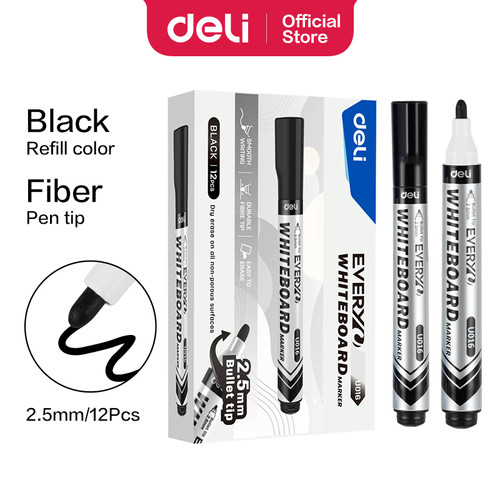 [EZO.7300085] Deli Whiteboard Marker/Spidol Papan Tulis 12 pcs Tip 2.5 mm EU016