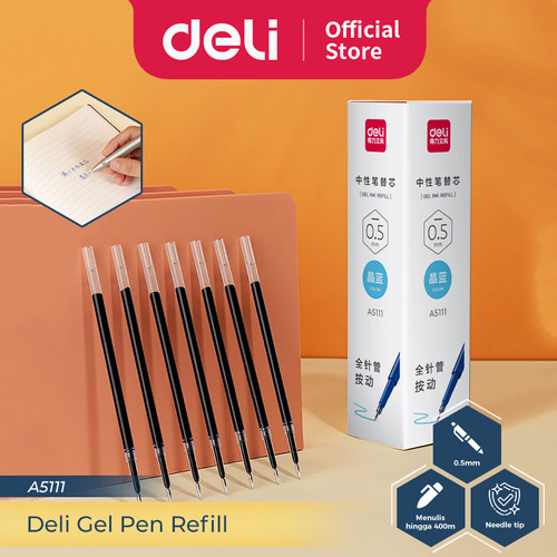 [EZO.7300090] Deli Gel Pen Refill / Isi Ulang Tinta Pen Cetek 0.5 mm Isi 20 pc A5111