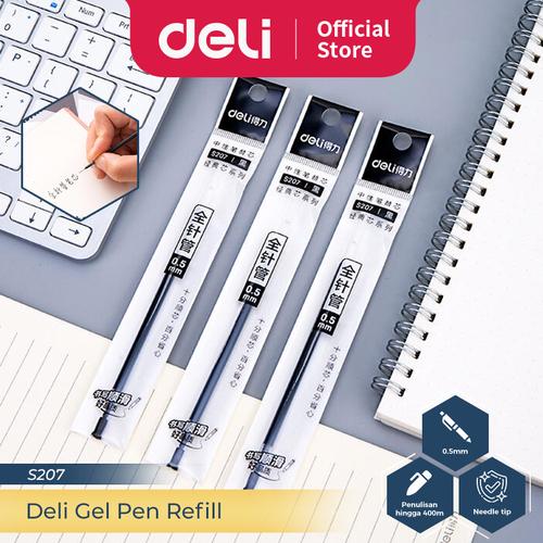 [EZO.7300093] Deli Gel Pen Refill / Isi Ulang Pulpen Gel Hitam 0.5 mm Isi 1 pcs S207