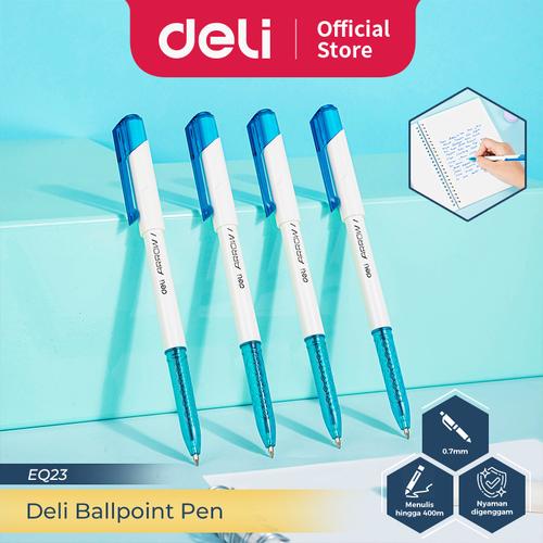 [EZO.7300101] Deli Ballpoint Pen / Bolpoin Pulpen 0.7mm isi 12 pcs EQ23-12PCS