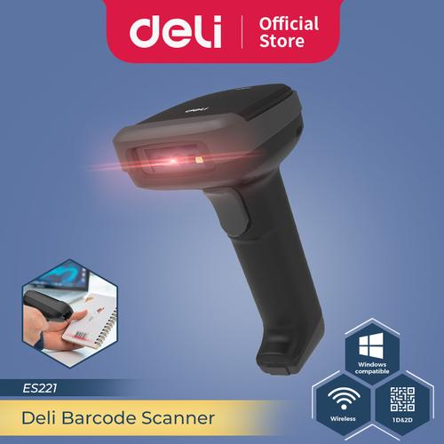 [EZM.1080139] Deli Wireless Barcode Scanner 1D 2D LED Light Cepat dan Akurat ES221