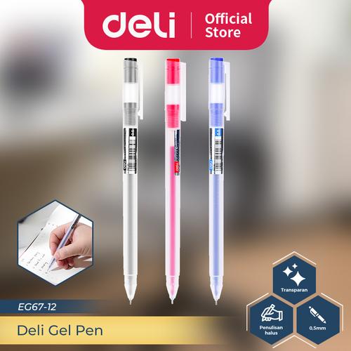 [EZO.7300118] Deli Gel Pen / Pulpen Gel 0.5mm Kapasitas Tinta Besar Isi 1 pcs EG67