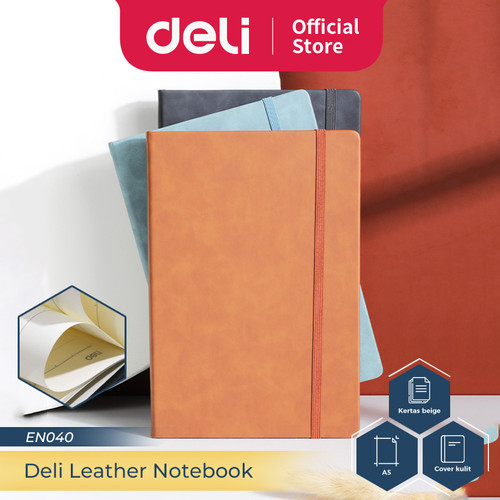 [EZO.7300122] Deli Leather Notebook Buku Catatan A5 Sampul Kulit 96 120 Lembar EN04X