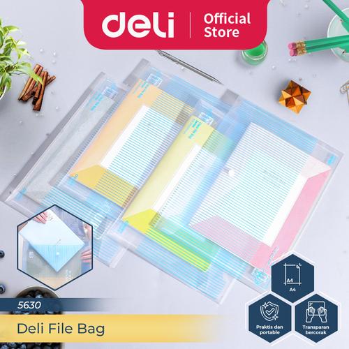 [EZO.7300281] Deli File Bag / Map Plastik Kancing / Tas Map Plastik A4 Anti Air 5630