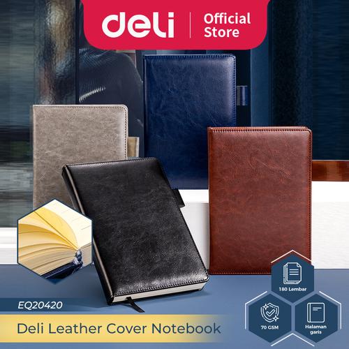 [EZO.7300151] Deli Leather Notebook Buku Catatan Sampul Kulit A5 180 Lembar 22298