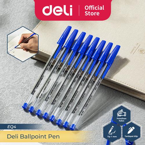 [EZO.7300153] Deli Ballpoint Pen / Bolpoin Tip 1 mm Isi 1 pcs Penulisan Halus EQ4