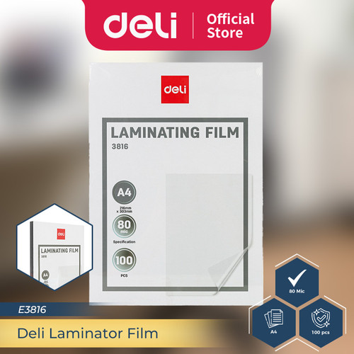 [EZO.7300157] Deli Plastik Laminating Pouch A4 Tebal 80 MIC Isi 100 lembar E3816