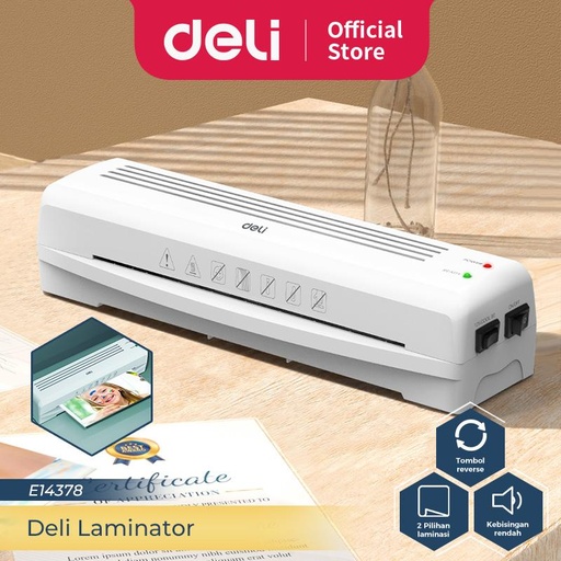 [EZO.7300158] Deli Laminator Mesin Laminating A4 80-125 Mic Laminasi Hot Cold E14378