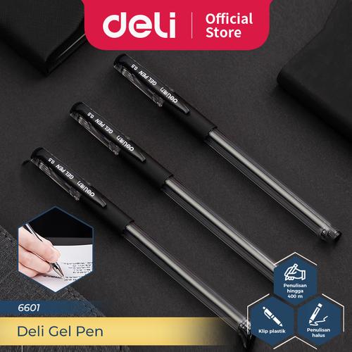 [EZO.7300293] Deli Gel Pen / Pulpen Gel 0.5 mm Tinta 400 Meter Isi 1 pcs 6601