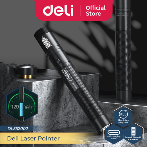 [EZO.7300161] Deli Laser Pointer Senter Laser 3B Sinar Hijau Rechargeable DL55200X