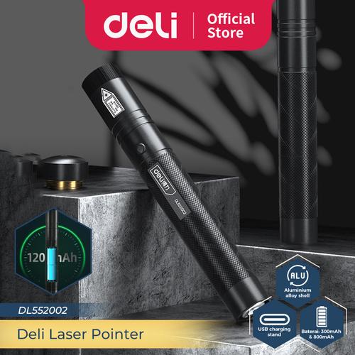 [EZO.7300161] Deli Laser Pointer Senter Laser 3B Sinar Hijau Rechargeable DL55200X