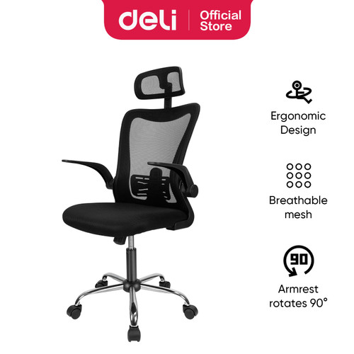 [EZO.7300165] Deli Office Chair Kursi Kantor Ketinggian Bisa Diatur E4925 E4926
