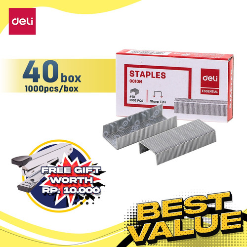 [EZO.7300176] Deli Paket ATK Ekonomis 40 box Isi Refill Staples No.10 E0010N