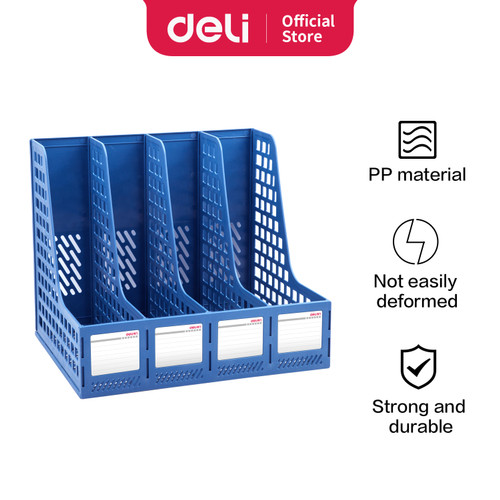 [EZO.7300181] Deli File Tray / Rak Box File Bahan Plastik 4 Sekat 33777