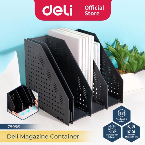 [EZO.7300182] Deli File Tray / Rak Box File Fleksibel Bahan Plastik 4 Sekat 78996
