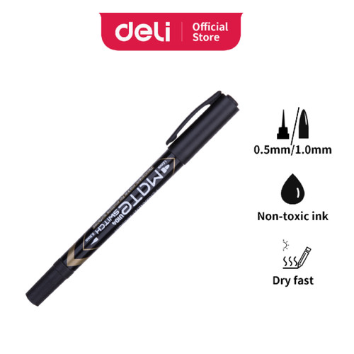 [EZO.7300185] Deli Permanent Marker / Spidol Permanen Tip Ganda 12 pcs EU104X0