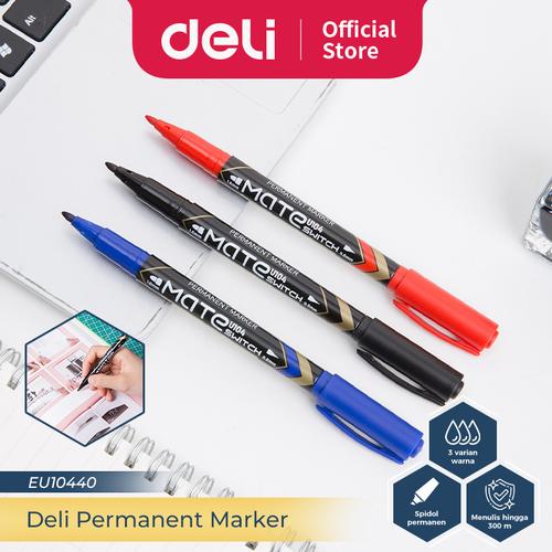 [EZO.7300185] Deli Permanent Marker / Spidol Permanen Tip Ganda 12 pcs EU104X0