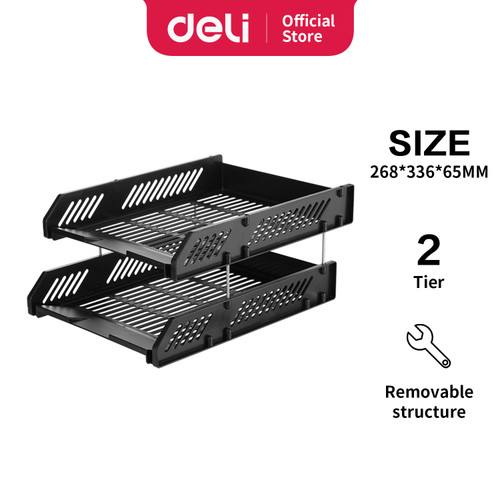 [EZO.7300187] Deli File Tray / Rak File Susun Bahan Plastik 2/3 Tingkat E920X