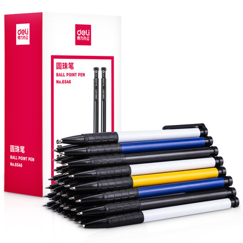 [EZO.7300195] Deli Rectractable Pen/Pulpen Cetek 0.7 mm 36 pcs Hitam/Biru/Merah 6546