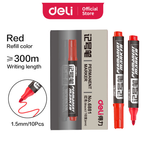[EZO.7300196] Deli Permanent Marker / Spidol Permanen Isi 10 pcs 6881-10PCS