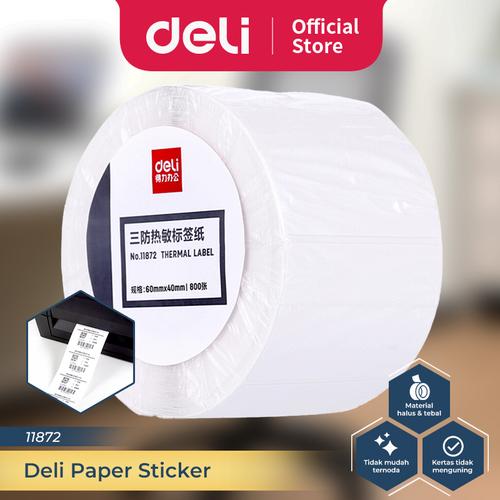 [EZO.7300200] Deli Label Thermal 5 variasi ukuran 300/800/1000 pcs/roll putih 11875