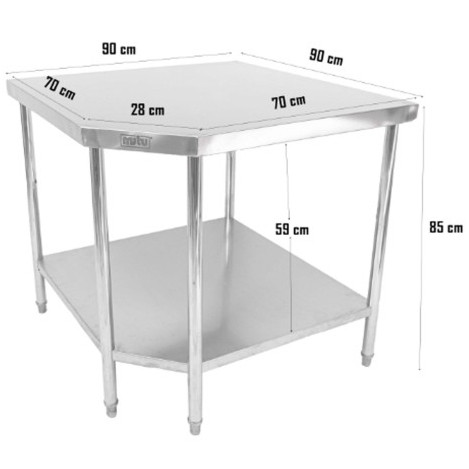 [EZO.5100067] Meja sudut / meja stainless / meja kerja dapur