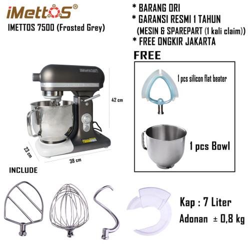 [EZO.5100118] MIXER adonan roti 7 liter IMETTOS-7500 (frosted-grey)