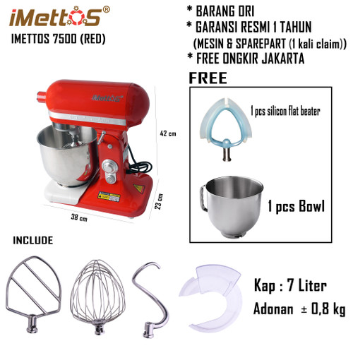 [EZO.5100121] MIXER | pengaduk adonan | mixer roti IMETTOS -7500 (RED)