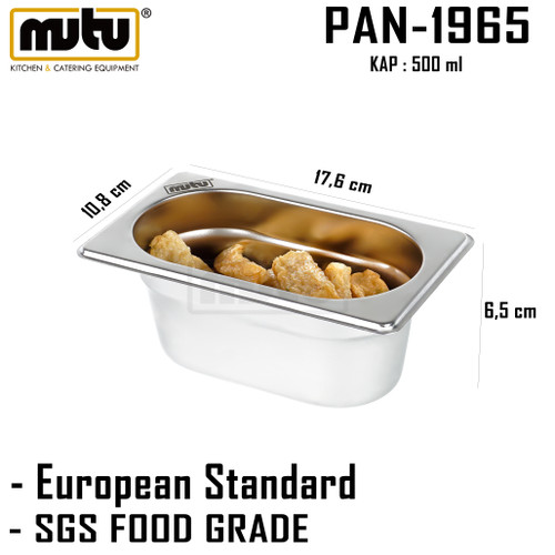 [EZO.5100152] food pan 1/9 kedalaman 6,5 Stainless steel Mutu PAN-1965