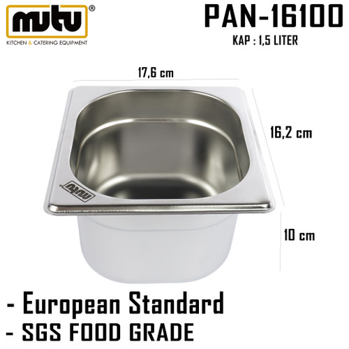 [EZO.5100186] pan 1/6 tinggi 10 cm stainless steel Mutu PAN-16100