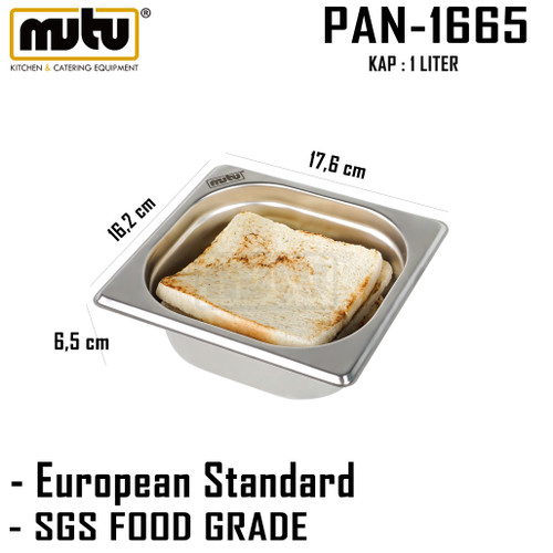[EZO.5100188] food pan 1/6 ketinggian 6,5 penyaji makanan stainless steel PAN-1665