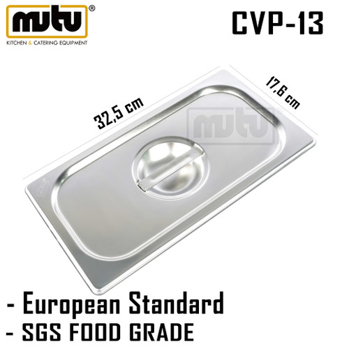 [EZO.5100207] tutup food pan 1/3 stainless steel   Mutu CVP-13