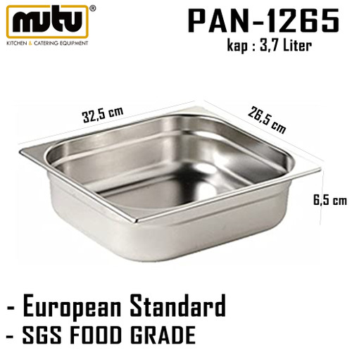 [EZO.5100234] food pan 1/2 tinggi 6,5 cm stainless steel Mutu PAN-1265