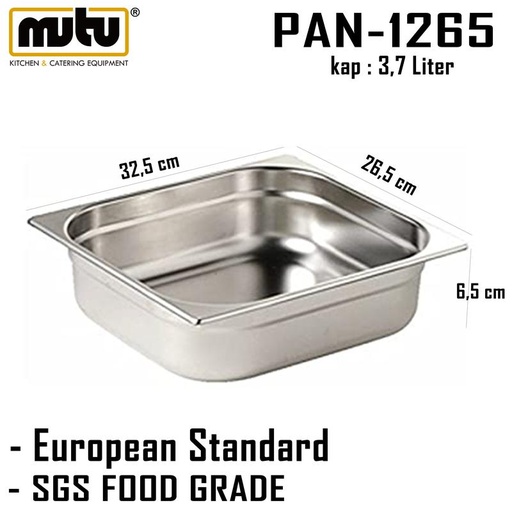 [EZO.5100234] food pan 1/2 tinggi 6,5 cm stainless steel Mutu PAN-1265