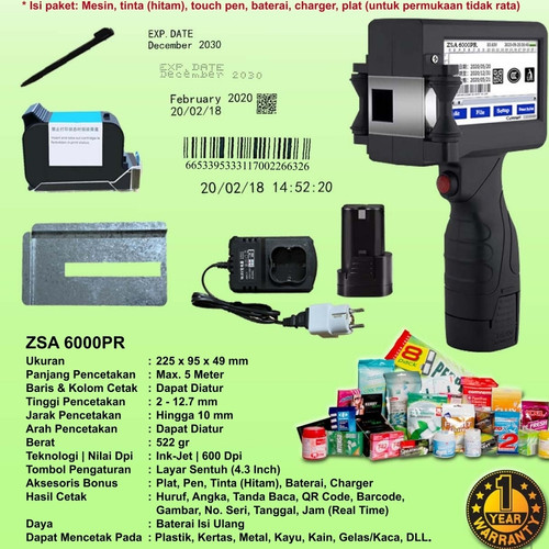 [EZO.7400159] Printer Expire Date Tanggal kadaluwarsa ZSA-6000 PR Touch screen