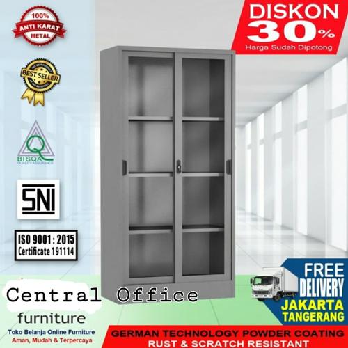 [EZO.7400612] Lemari Arsip Besi sliding kaca V602 free ongkir untuk Wilayah Jatang