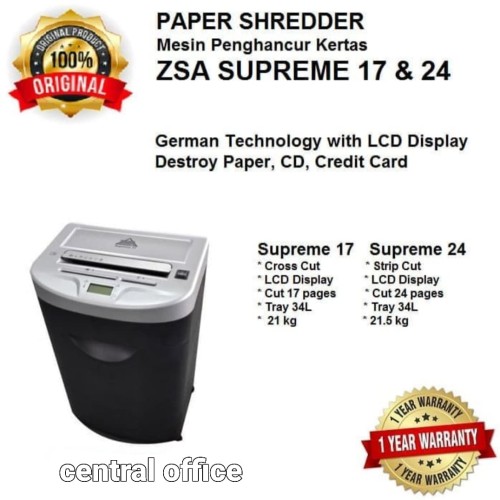 [EZO.7400682] Shredder/penghancur kertas zsa supreme 17-24