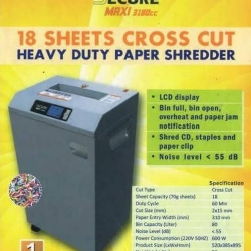 [EZO.7400887] Shredder SECURE Maxi 3108 CC free ongkir untuk Wilayah Dki jakarta