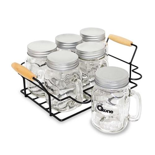 [EZO.4700114] Oxone OX-036 Mason Mugs With Rack 7Pcs