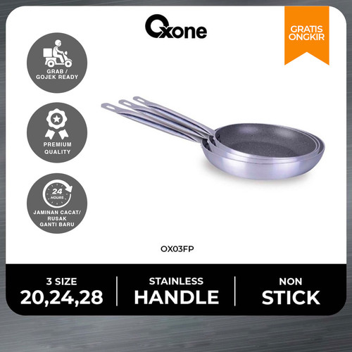[EZO.4700142] Oxone OX03FP Panci Pan Stainless 3pcs Frying Pan Anti Lengket