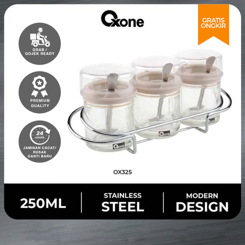 [EZO.4700155] Oxone OX325 Toples Bumbu Makanan Condiment Jar Stainless 250 ml