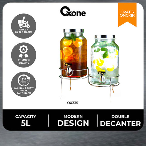 [EZO.4700163] Oxone OX335 Double Decanter Glass WadahToples Air 2x5 L BPA