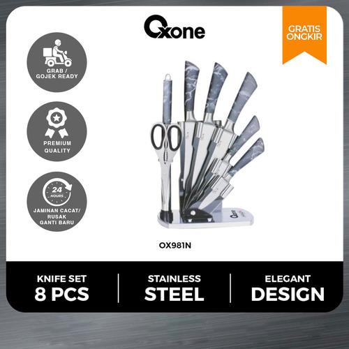 [EZO.4700295] Oxone OX981N  Knife Set with Scissors Stainless Steel Sambung Baja Pisau Kitchenware