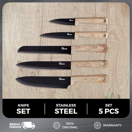 [EZO.4700178] Oxone OX501 5Pcs Knife Set Stainless Steel with Sillicone Wood Handle Motive SOft Touch