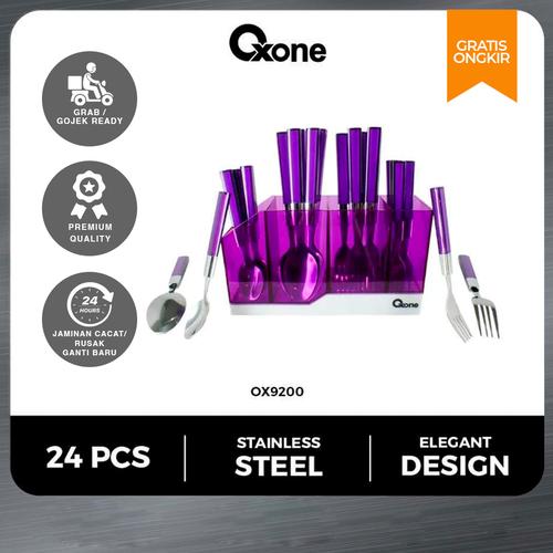 [EZO.4700245] Oxone OX9200 24Pcs Cutlery Set Stainless Steel Garpu Sendok Makan Kitchenware