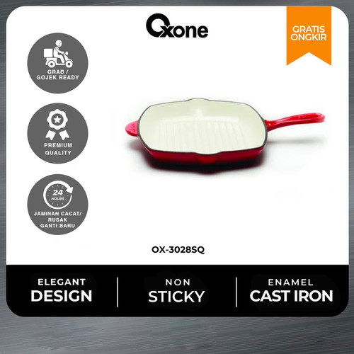 [EZO.4700263] Oxone Square Grill Pan OX3028SQ /Anti Lengket/Exclusive/Merah/Original