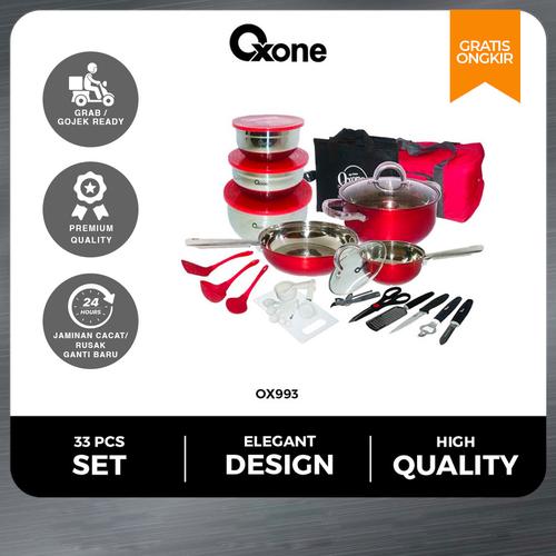 [EZO.4700268] Oxone OX993 Set Panci Peralatan Dapur 33 Pcs Kitchen Tools