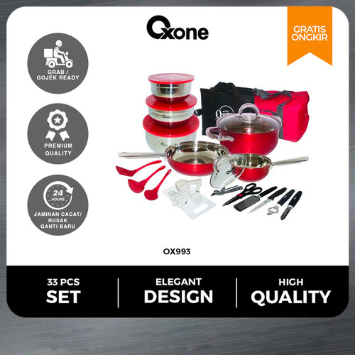 [EZO.4700268] Oxone OX993 Set Panci Peralatan Dapur 33 Pcs Kitchen Tools