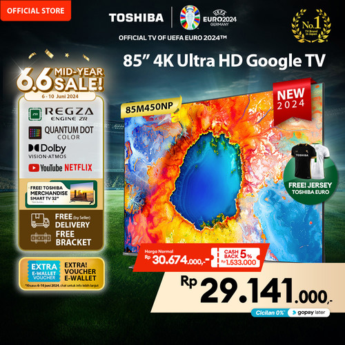 [FREE BRACKET] Toshiba TV 85" 4K UHD Google TV - QLED Dolby - 85M450NP